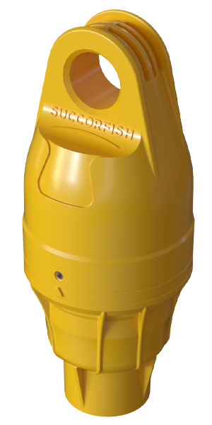A yellow MyGearTag Device, used to track and locate Ghost Fishing Gear